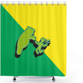 Personality  Bear Attacking Green And Yellow Modern 3d Vector Icon Logo Shower Curtains