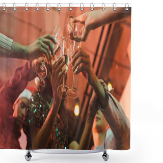 Personality  Friends Clinking Glasses Of Champagne Shower Curtains