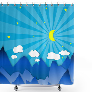 Personality  Crescent In The Mountains Vector Illustration Shower Curtains