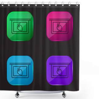 Personality  Body Organ With Hair Strands View On Plate Four Color Glass Button Icon Shower Curtains