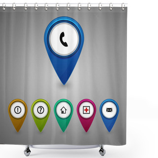 Personality  Location Markers,  Vector Illustration   Shower Curtains