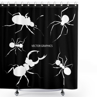 Personality  Vector Bugs Silhouettes. Vector Illustration. Shower Curtains