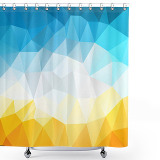 Personality  Vector Abstract Irregular Polygonal Square Background - Triangle Low Poly Pattern - Yellow White Blue Color - Summer Sky Above Hot Sand Beach  Shower Curtains