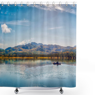 Personality  Kayaking On A Lake In The Mountains On The Kenai Peninsula In Alaska During Autumn Shower Curtains