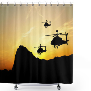 Personality  Helicopter Silhouettes Shower Curtains