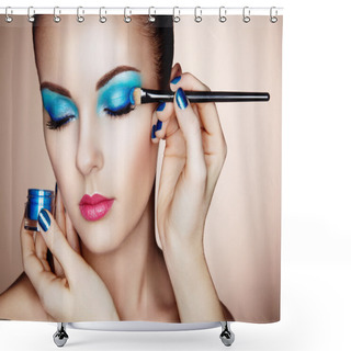 Personality  Makeup Artist Applies Eye Shadow Shower Curtains