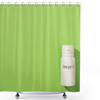 Personality  Top View Of Container With Omega-3 Lettering On Green Background Shower Curtains