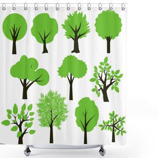 Personality  Trees Set Shower Curtains