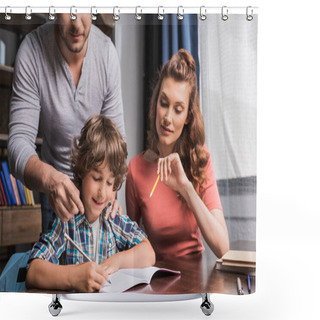 Personality  Parents Helping Son With Homework Shower Curtains