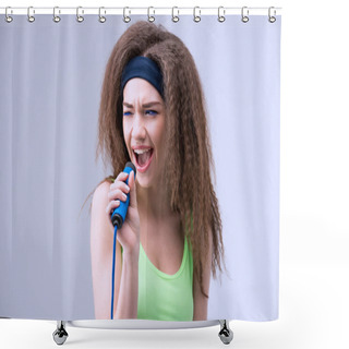 Personality  Woman With Skipping Rope Shower Curtains