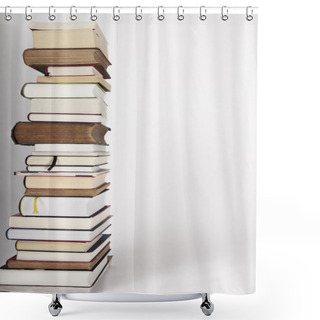 Personality  A Pile Of New And Old Books On A White Grey Background Shower Curtains