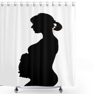 Personality  Silhouette Of The Pregnant Woman Shower Curtains