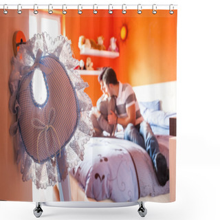 Personality  Pregnancy Couple Shower Curtains