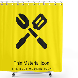 Personality  Barbecue Minimal Bright Yellow Material Icon Shower Curtains