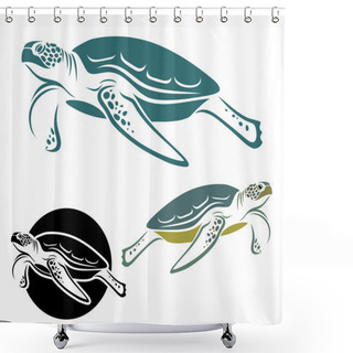 Personality  Sea Turtle Label Shower Curtains