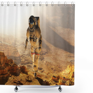 Personality  The Astronaut On The Background Of The Planet. Shower Curtains