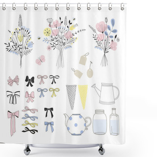 Personality  Design Element To Make A Floral Bouquet, DIY Shower Curtains