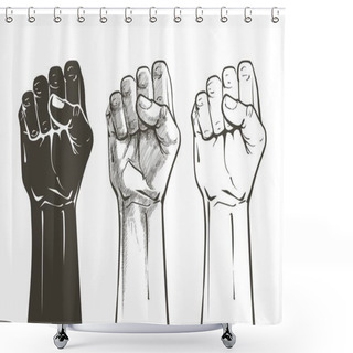 Personality  Vector Hand Raised Air Fighting For Human Rights Shower Curtains