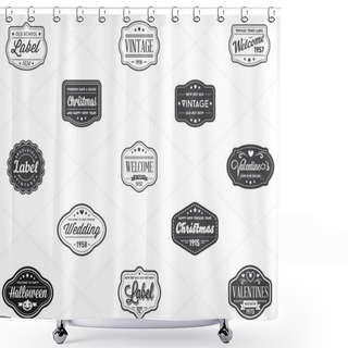 Personality  Set Of Vintage Retro Style Labels Shower Curtains