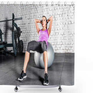 Personality  Sportswoman Exercising In Gym Shower Curtains