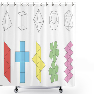 Personality  Platonic Solids Figures Nets Shower Curtains