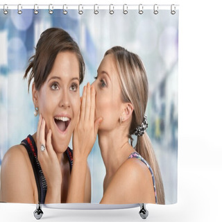 Personality  Woman Revealing Secret To Her Friend Shower Curtains