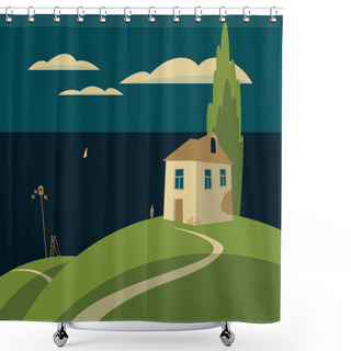 Personality  House By The Sea Shower Curtains