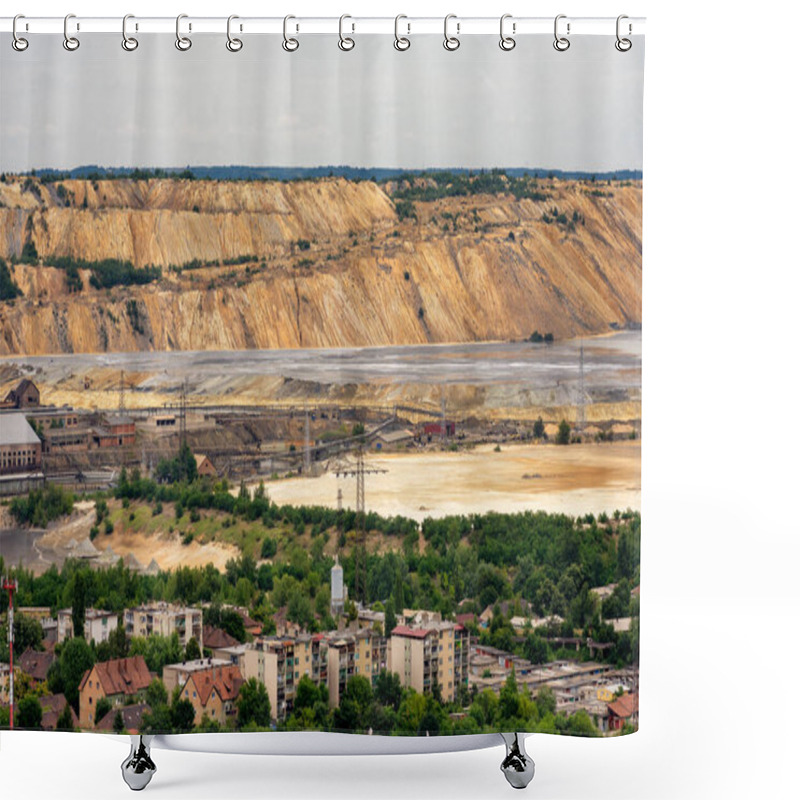 Personality  Bor / Serbia - July 13, 2019: Copper Mine And Smelting Complex Of Zijin Bor Copper In Bor, Eastern Serbia, One Of The Largest Copper Mines In Europe Owned By Chinese Mining Company Zijin Mining Group Shower Curtains