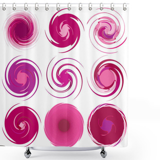 Personality  Monochrome Abstract Spiral, Swirl, Twirl And Vortex Shapes Shower Curtains