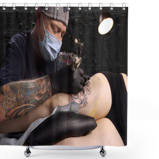Personality  Tattooing A Thigh Shower Curtains