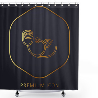 Personality  Bell Flower With Leaf Outline Golden Line Premium Logo Or Icon Shower Curtains