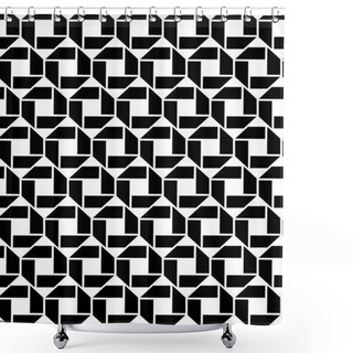 Personality  Monochrome Endless Vector Texture With Geometric Figures, Motif Shower Curtains