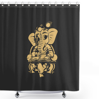 Personality  Golden Ganesha Vector Illustration. Shower Curtains