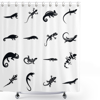 Personality  Lizard Icons Set, Simple Style Shower Curtains