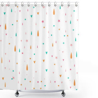 Personality  Vector Cute Hearts And Watercolor Rain Drops Sweet Colorful Pattern Shower Curtains