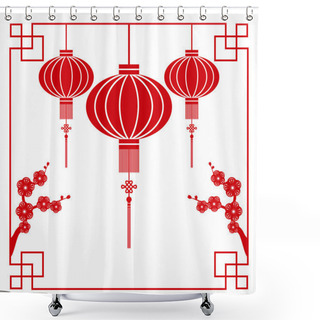 Personality  Chinese New Year Greeting Card Shower Curtains
