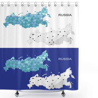 Personality  Russia Map In Geometric Polygonal Style. Abstract Gems Triangle. Shower Curtains