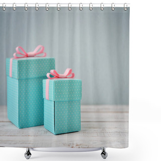 Personality  Blue Polka Dots Gift Boxes Shower Curtains