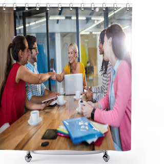 Personality  Casual Business Team Giving Handshake Shower Curtains