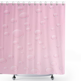 Personality  Abstract Background With Transparent Water Drops On Pink Shower Curtains
