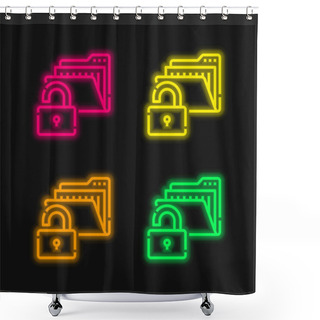 Personality  Access Four Color Glowing Neon Vector Icon Shower Curtains