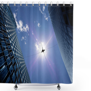 Personality  Highline Walker On The Rope Low-angle Shot Shower Curtains