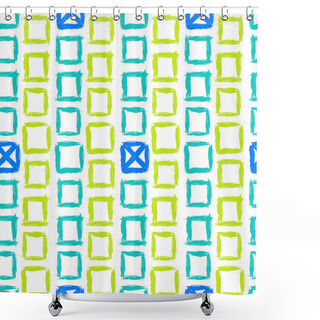 Personality  Geometric Pattern With Small Hand Painted Squares Shower Curtains