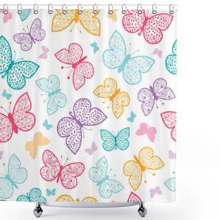 Personality  Floral Butterflies Vector Seamless Pattern Background Shower Curtains