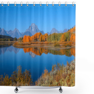 Personality  Scenic Autumn Landscape In Grand Tetons From Oxbow Bend Shower Curtains
