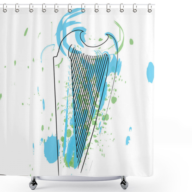 Personality  Abstract Harp Illustration Shower Curtains