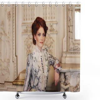 Personality  Beautiful Woman Standing In The Palace Room.  Shower Curtains