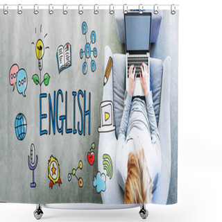Personality  English Text With Man Shower Curtains