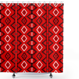 Personality  Red Carpet With Ethnic Motifs, Seamless Pattern Canvas Shower Curtains