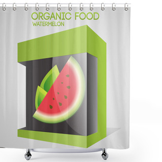 Personality  Vector Illustration Of Watermelon In Packaged. Organic Food Concept. Shower Curtains